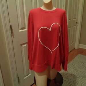 Red sweater with white heart  long sleeves  Valentine